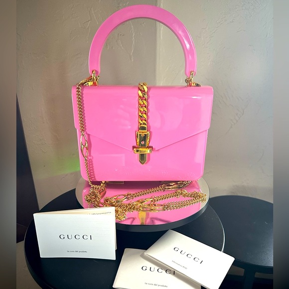 Gucci Handbags - GUCCI 1969 Sylvie 🩷Temporarily Off Market🩷 Authentic Pink Acrylic/Leather 🩷💃